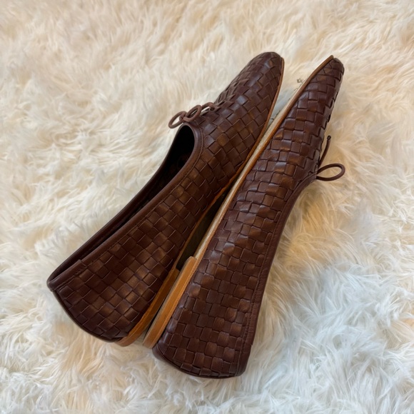 Freda Salvador Jada woven leather brown flats with bow detail size 10 women - Picture 6 of 11